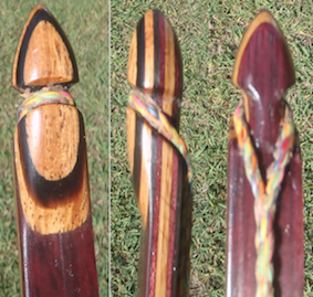 The tip overlays are New Guinea Rosewood with a slice of buffalo horn to take the wear.<br />The string is 2 bundles of 7 different coloured strands of FF+ with 18 strand loops.