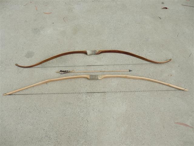 Top one is Acia static recurve, bottom one is Red Ash flat bow.